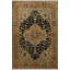 Tapis décoratif noir à motif traditionnel frangé noir et orange-1213685875