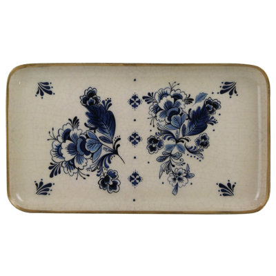 Plateau - bleu de Delft, rect. Moyen