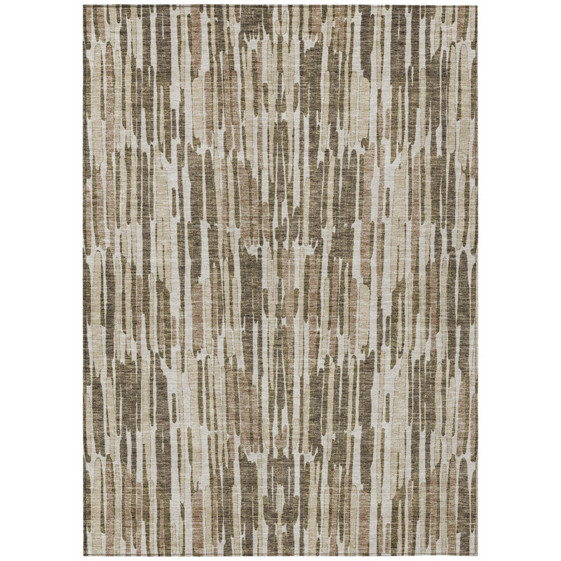 Tapis intérieur lavable abstrait 3 pi x 5 pi brun et taupe
