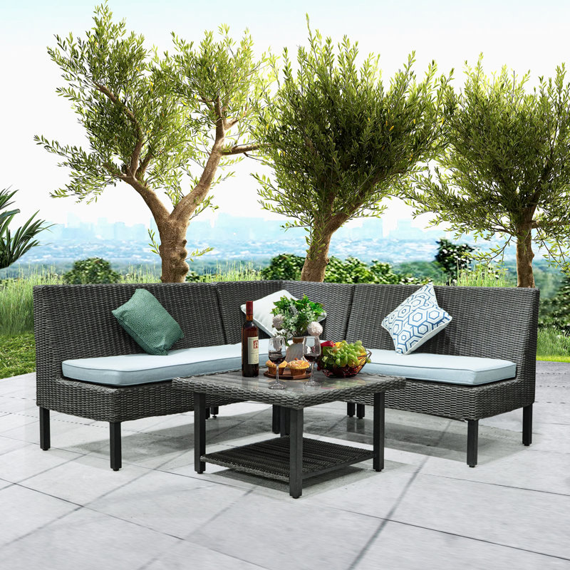 4 Piece Sectional Corner Seating Group with Cushions