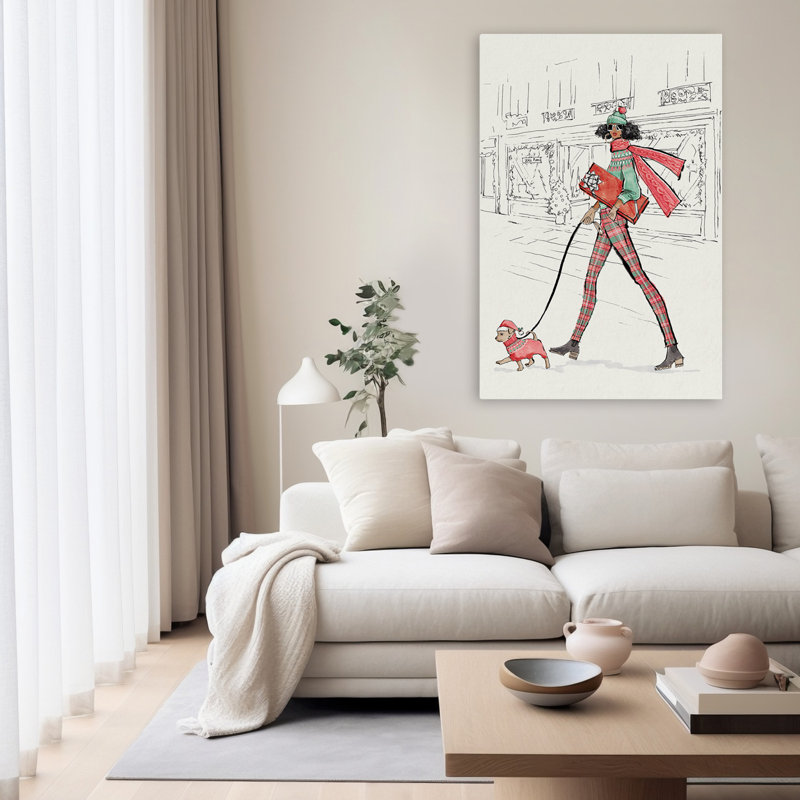 Holiday Fashionistas III - Animals Black Chic Chihuahua Art, 60" H x 40" W