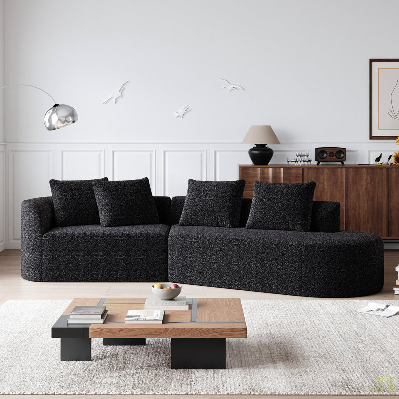 Canapé modulaire surdimensionné et rembourré Modern, Chenille noir
