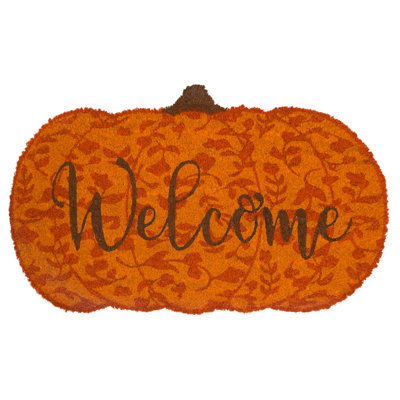 Welcome Pumpkin Fall Natural Fiber Coir Doormat