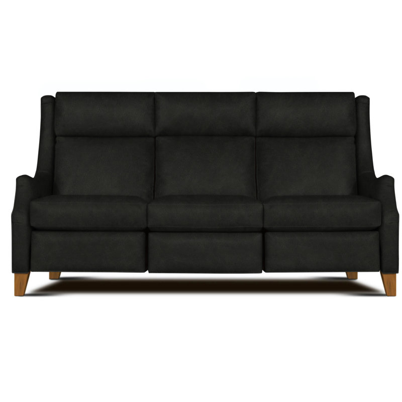 Talisman Reclining Sofa, Super Black Sundance Genuine Leather