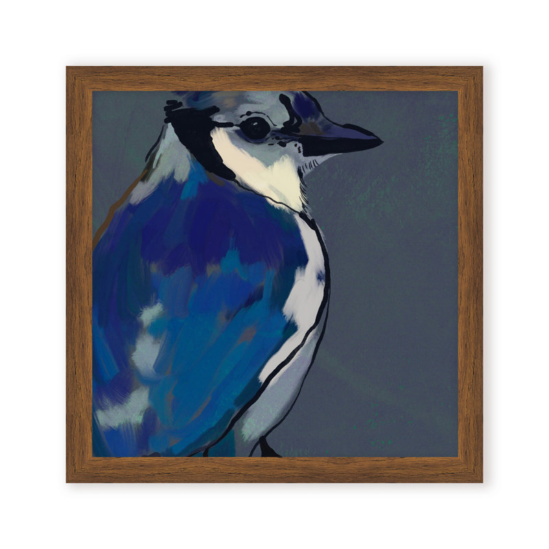 Nature Inspired Azure Aviary, 16" H x 16" W, Framed Matted Print, Black