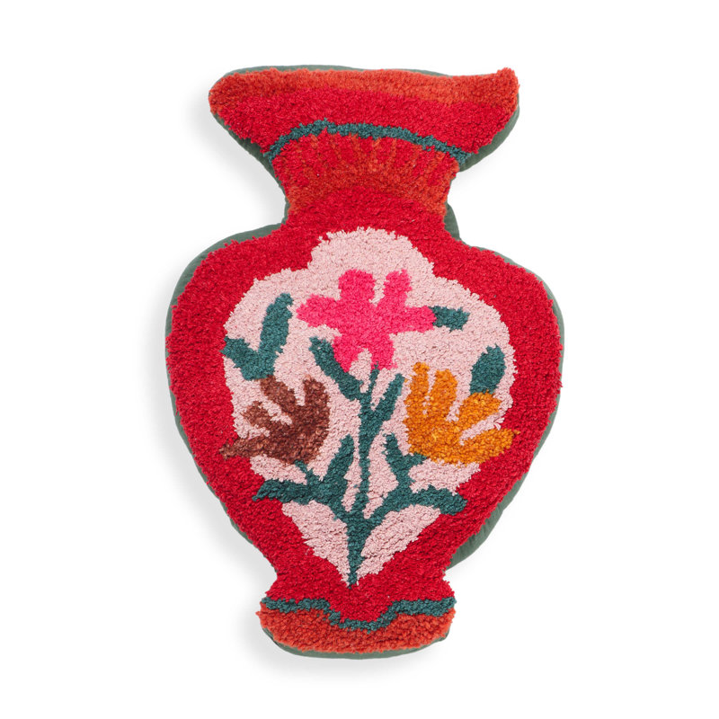 Coussin décoratif capitonné Amphorae, Rouge