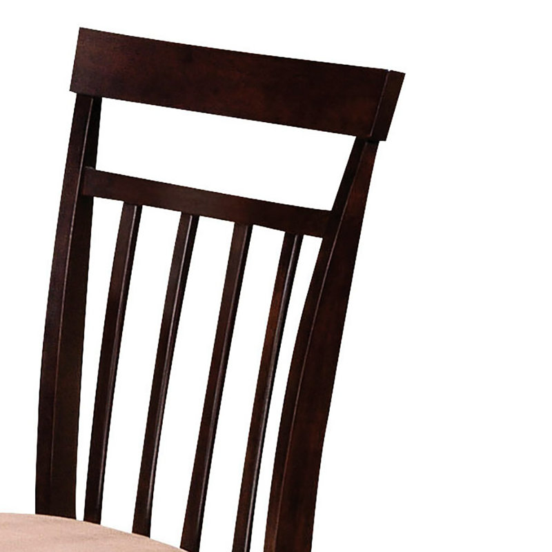 Ensemble de salle à manger beige 5 pièces : coussins de chaise, dossiers à lattes confortables, magnifique table rectangulaire pour 4 personnes, bois et tissu, chaises rembourrées, poids : 44 kg (97 lb).