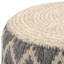 Edgeley 18"W Handwoven Jute and Cotton Boho Round Pouf in Grey and Natural-363141857