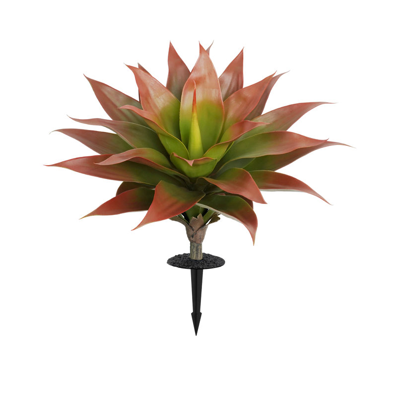 Artificial Agave Succulent Ground Inserted Plant, Green-red Bi-color, 30