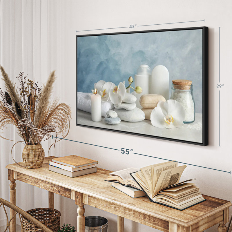 White Spa Essentials Canvas Print, 29" H x 43" W
