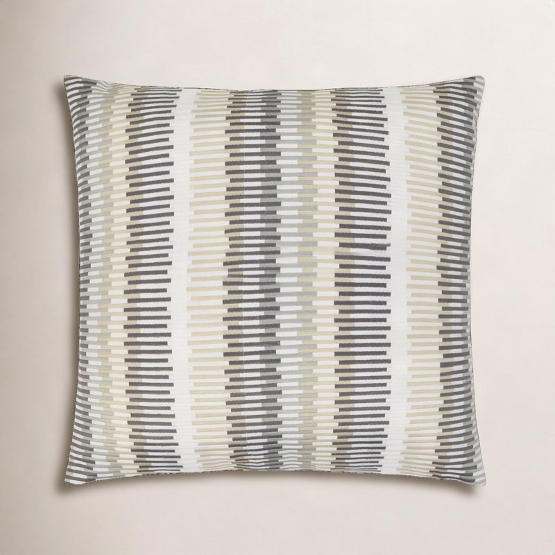 Sunfun Stripe Square Indoor/Outdoor Pillow Cover & Insert, Linen