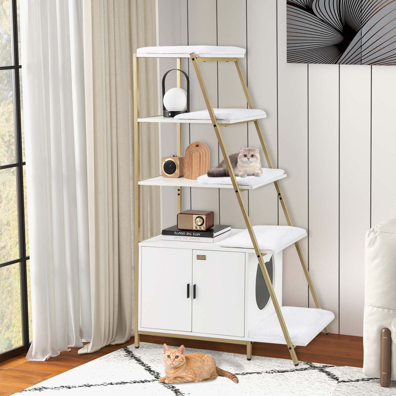 Meuble de rangement pour chat 2-en-1 pour animaux de compagnie, Noir / brun