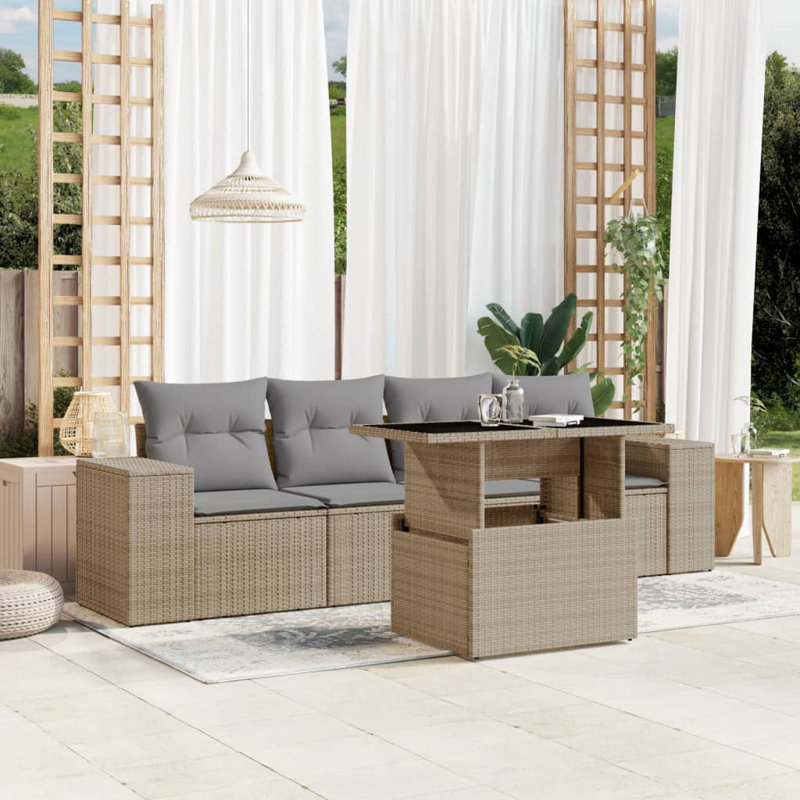  Garden Sofa Set Beige, Light Grey