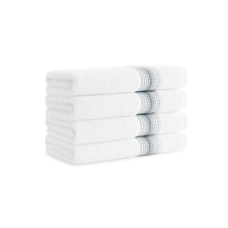 Merity Turkish Cotton Hand Towels (Pack of 4), White/Slate
