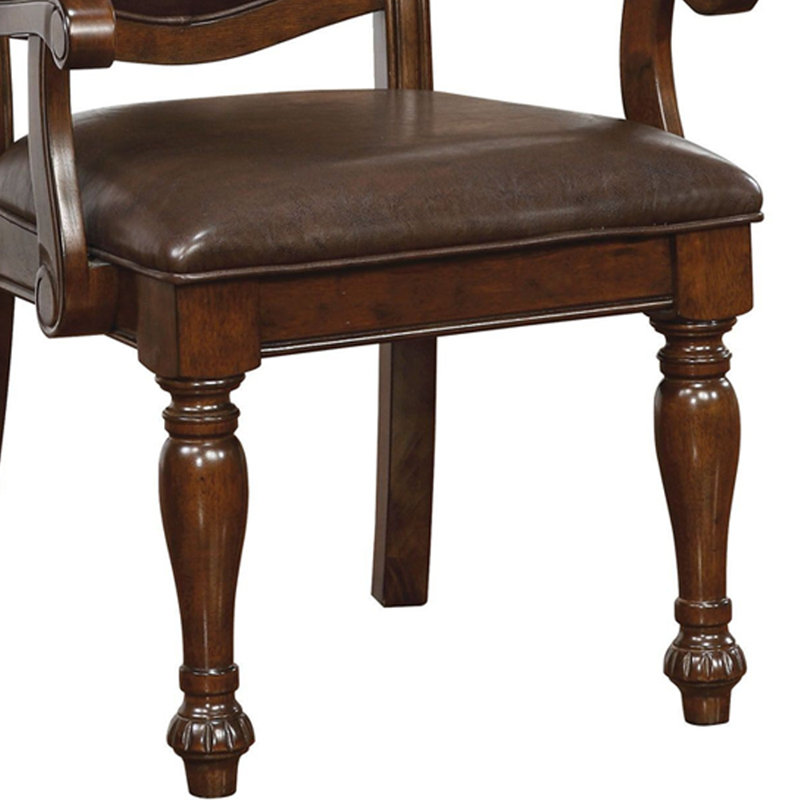 Montcalm 19'' H Faux Leather Upholstered Armchair, Brown/Cherry