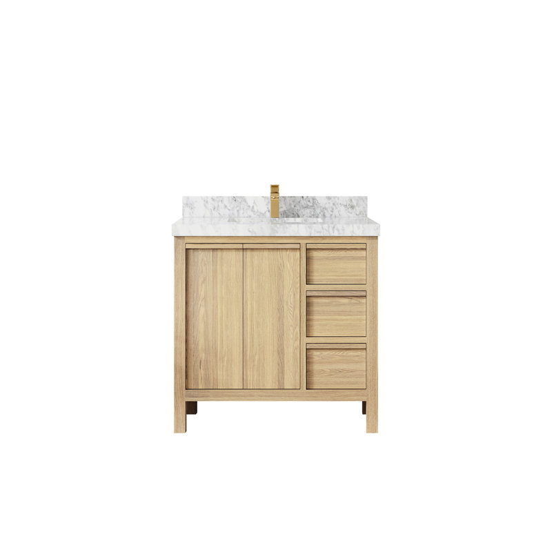 Chêne blanc Elizabeth X P 22 po De meuble-lavabo central D Calacatta Poanazzo Quartz, Marbre de Carrare