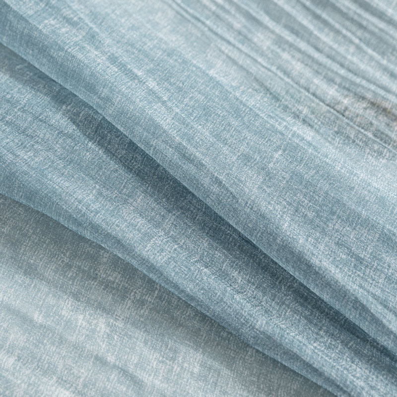 Paire de rideaux transparents avec passe-tringle Crinkle, L 50 po x L 96 po, Bleu pierre
