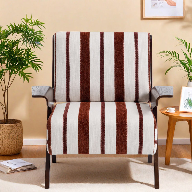 Chaises d'appoint confortables, chaise rayée moderne à structure en bois pour la maison