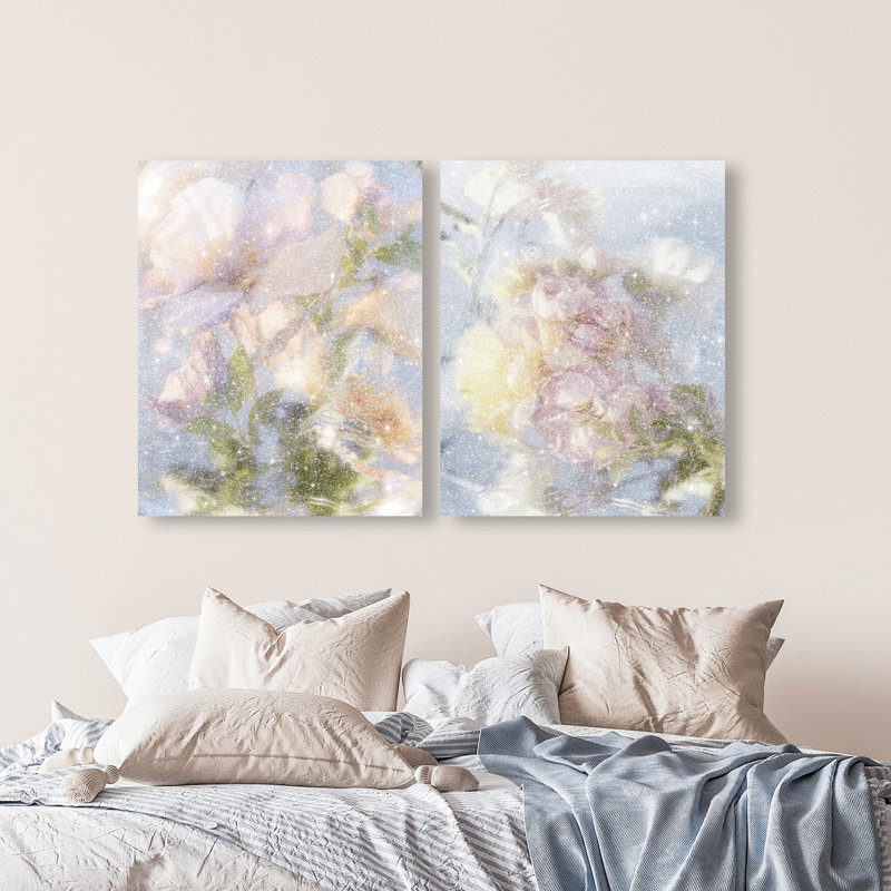 Floral Haze Set Floral & Botanical Canvas Print by Oliver Gal, Black Frame, 16 x 20, 30"H x 36"W, Gallery Wrapped