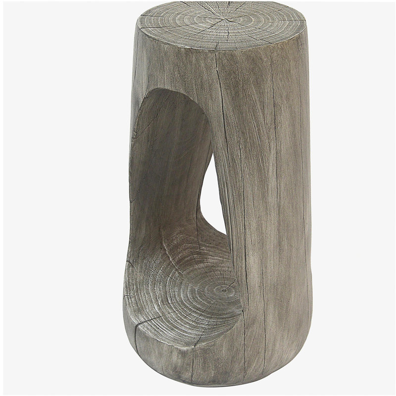 Table d'appoint d'extérieur, table de bout à conception creuse, table de tabouret de jardin de patio, table d'appoint décorative pour terrasse de balcon de plage, béton léger, texture semblable au bois, couleur grise