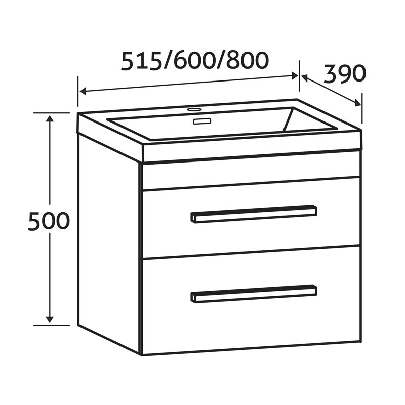 800mm Single Bathroom Vanity with Semi-Recessed Ceramic Basin, Dark Elm