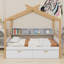 Lit en bois avec tiroirs et bibliothèque