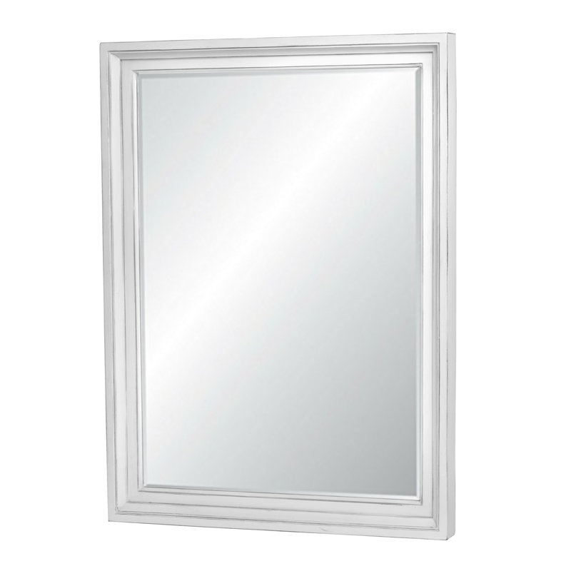Kolya - Miroir de commode rectangulaire biseauté - Finition blanche, Blanc