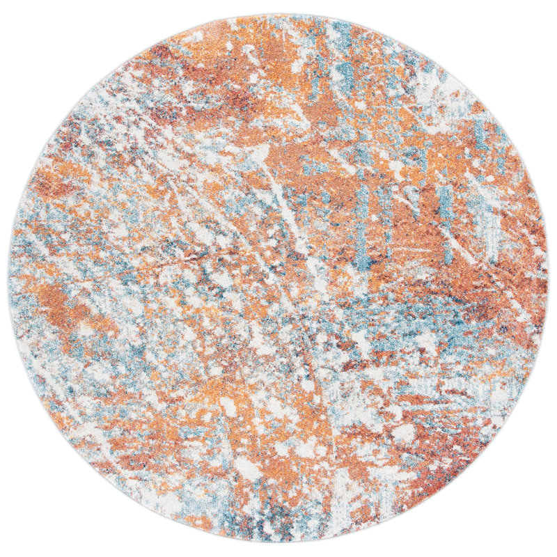 Crystal Performance Abstract Rug, Round 6'7"