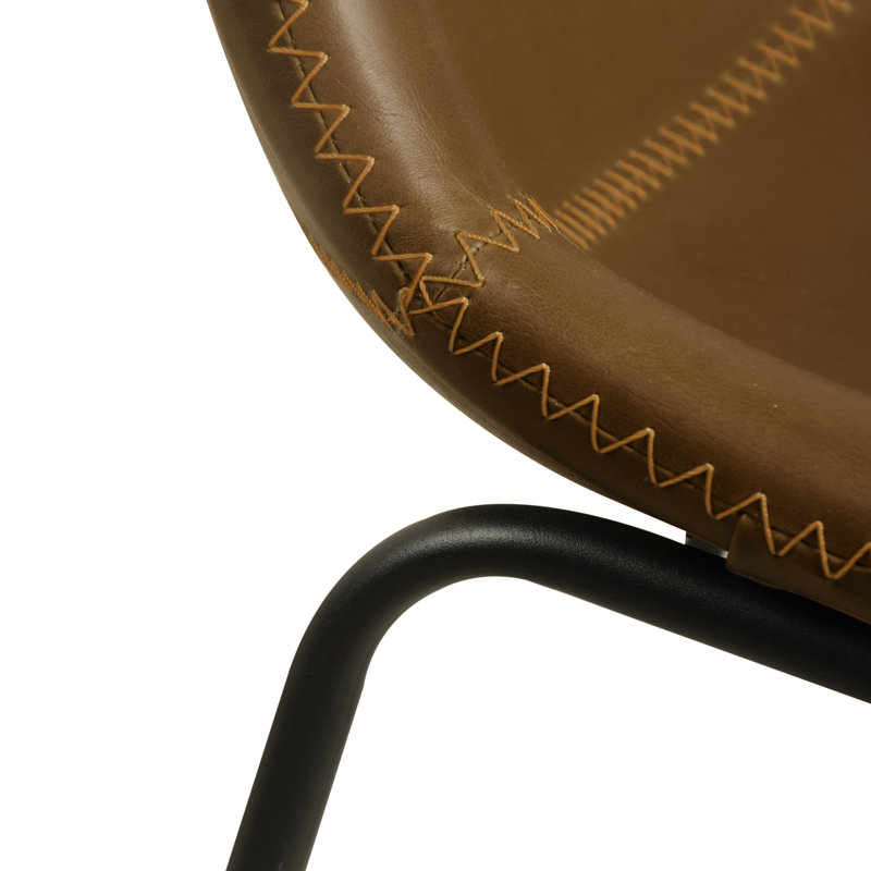 Winding Upholstered Counter Stool with Metal Frame, Chestnut