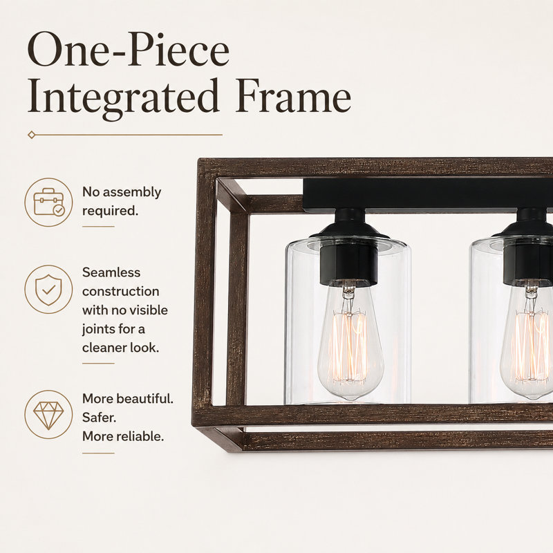 Elutheria 7-Light Dimmable Rectangle Chandelier, Weathered Walnut