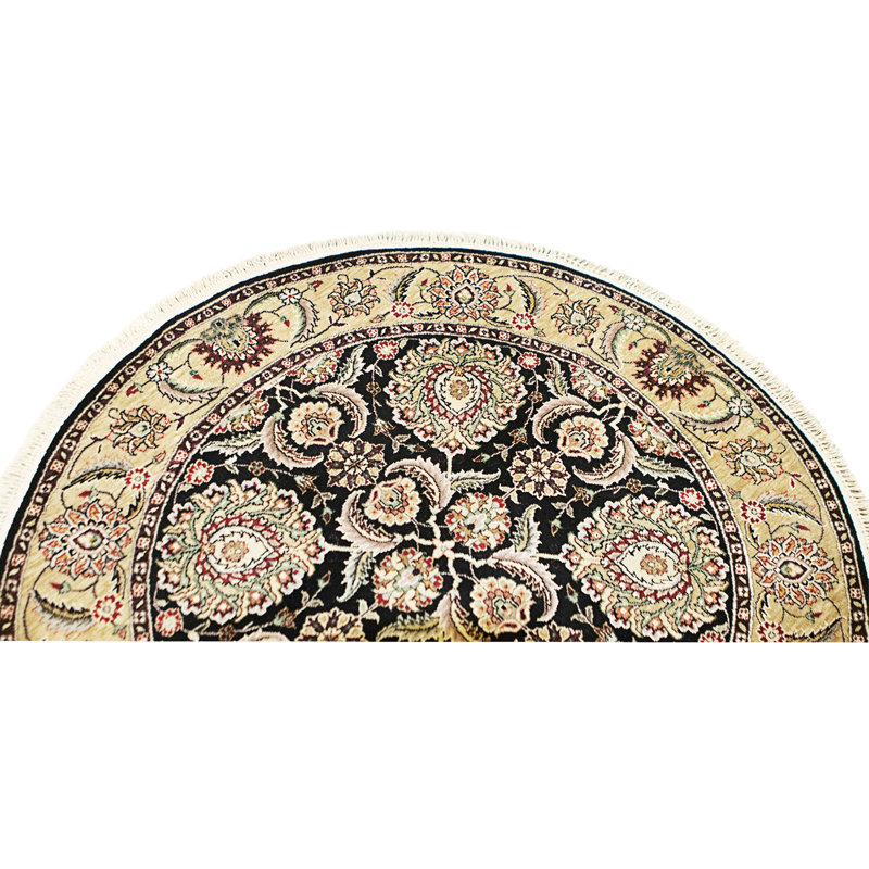Hand Knotted Wool Area Rug in Black And Gold