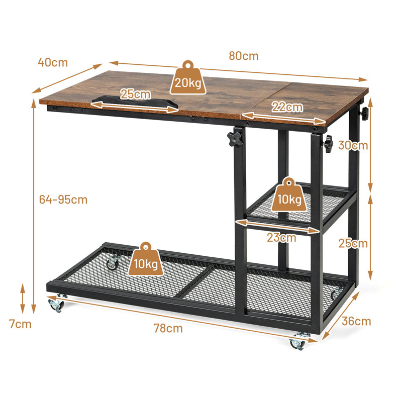 Cramerton Side Table with Storage, Brown Wood