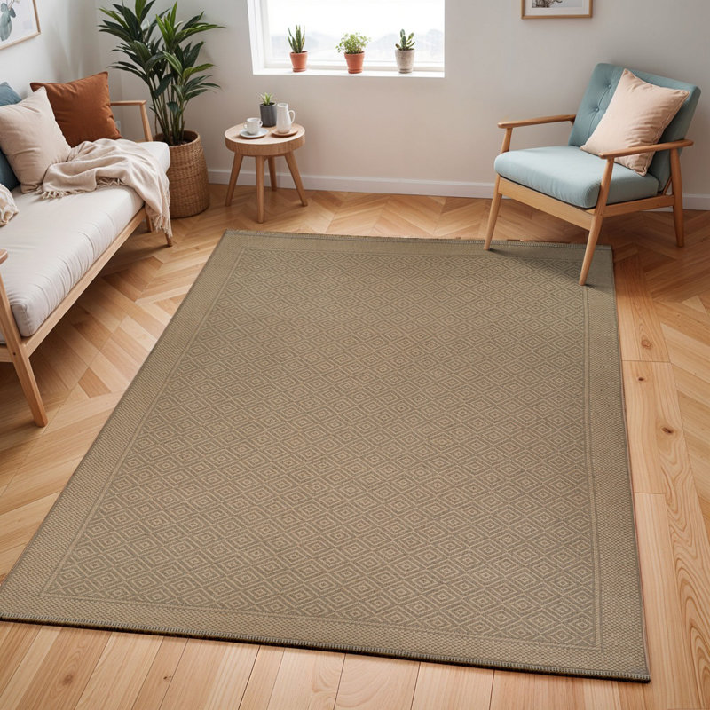 Tan Modern Washable Shaggy Rug, Geometric Stain-Resistant Rug For Living Room, Dining Room, Bedroom, Kitchen