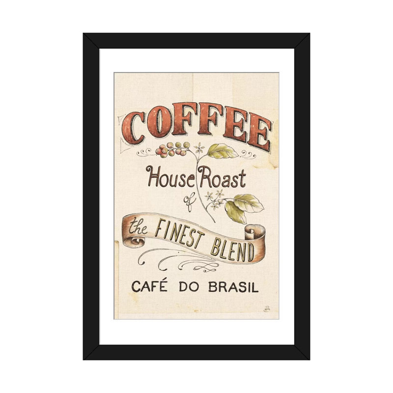 « authentique coffee ix », art textuel sur toile, H 24 po x l 16 po x P 1 po, Papier avec cadre noir, Blanc