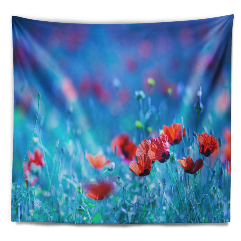 Tapisserie «Poppy Flowers Field at Night», H 32 po x l 39 po