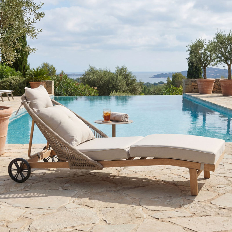 Chaise longue avec coussin amovible, Kaki