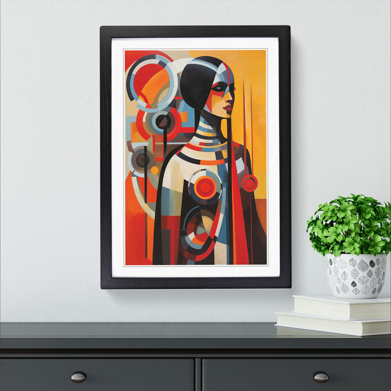 Indian Woman Constructivism No.4 - Framed Print, Black Framed, 34cm H x 25cm W x 2cm D