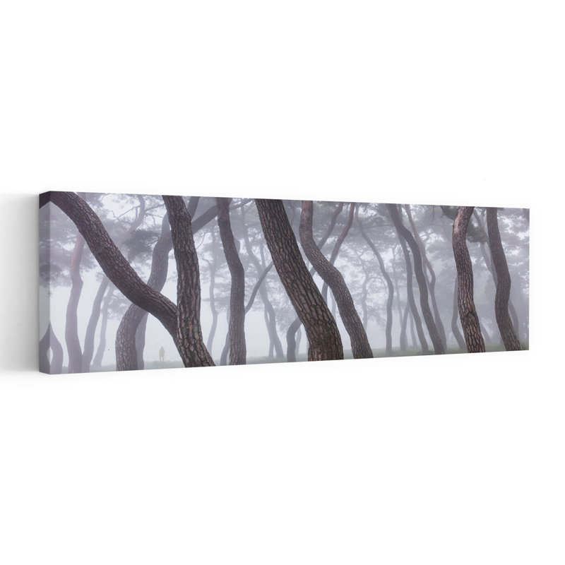 Art mural paysage de forêt de pin brumeux, H 36 po x l 12 po