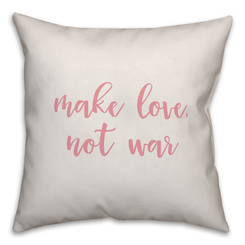  Coussin «Make Love Not War», Housse de coussin, Blanc / rose