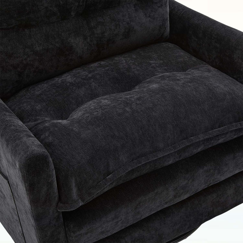 Fauteuil demi-tonneau pivotant de style Mid-Century moderne, Noir