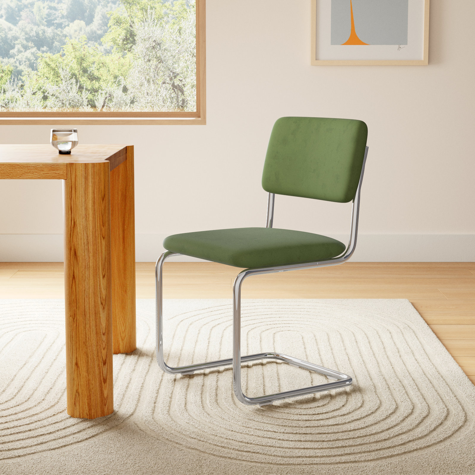 Walsh Velvet Dining Chair, Forest Green