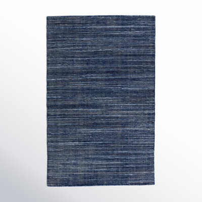 Caron Navy Hand-Woven Striped Rug
