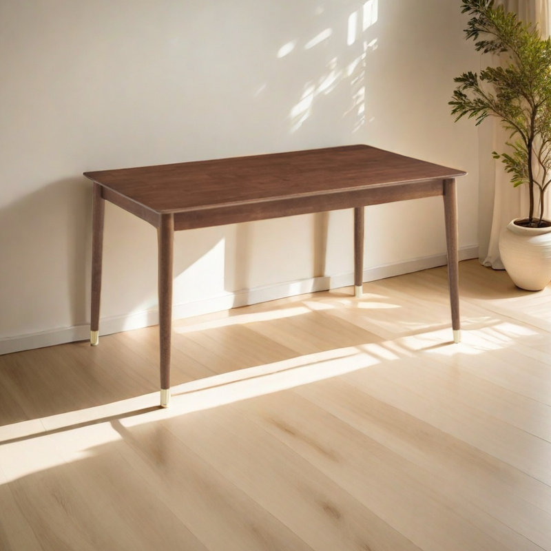 Hammed Solid Wood Dining Table, Dark Brown