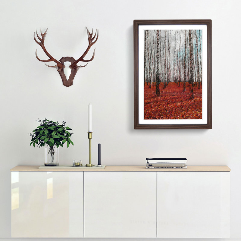 Rows of Trees in Abstract - Picture Frame Graphic Art Print, Walnut, 60cm H x 40cm W x 2cm D