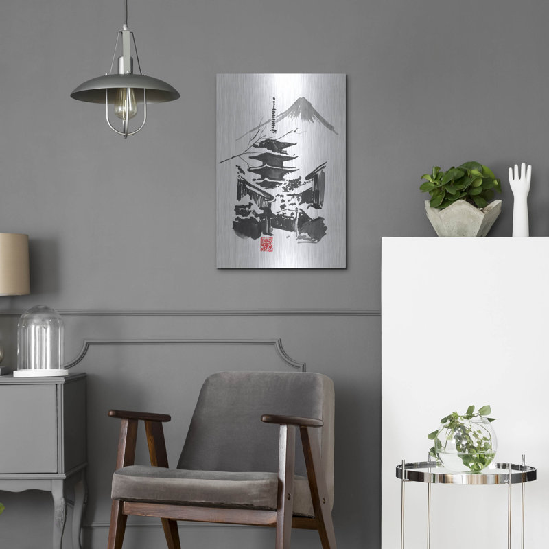 «Fuji San And Temple» par Pechane, H 24 po x l 16 po