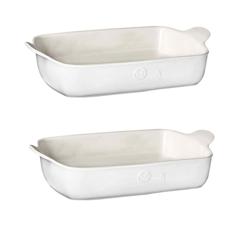 Rectangle Ceramic Baker Set, Sugar White/Plain White