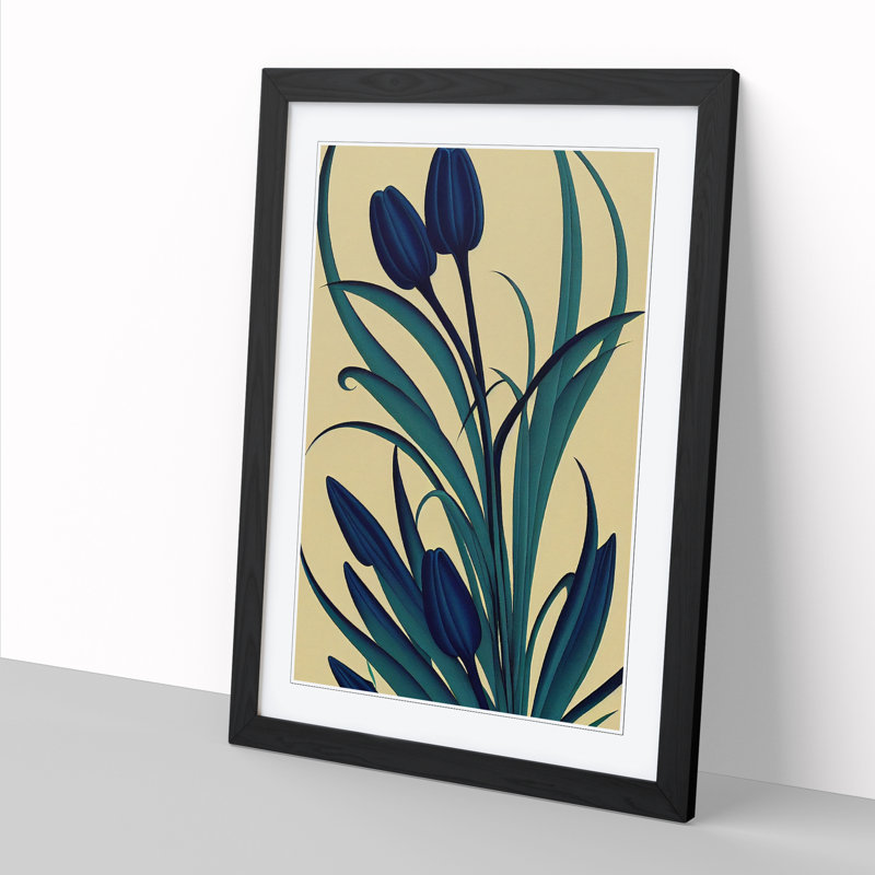 Bluebell Flower Deco - Single Picture Frame Print, Black Framed, 64cm H x 46cm W x 2cm D