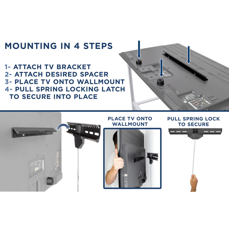 Mount-It! No Stud TV Wall Mount, Low-Profile Tilting Hanger Mount for No Drill Dry Wall Installation