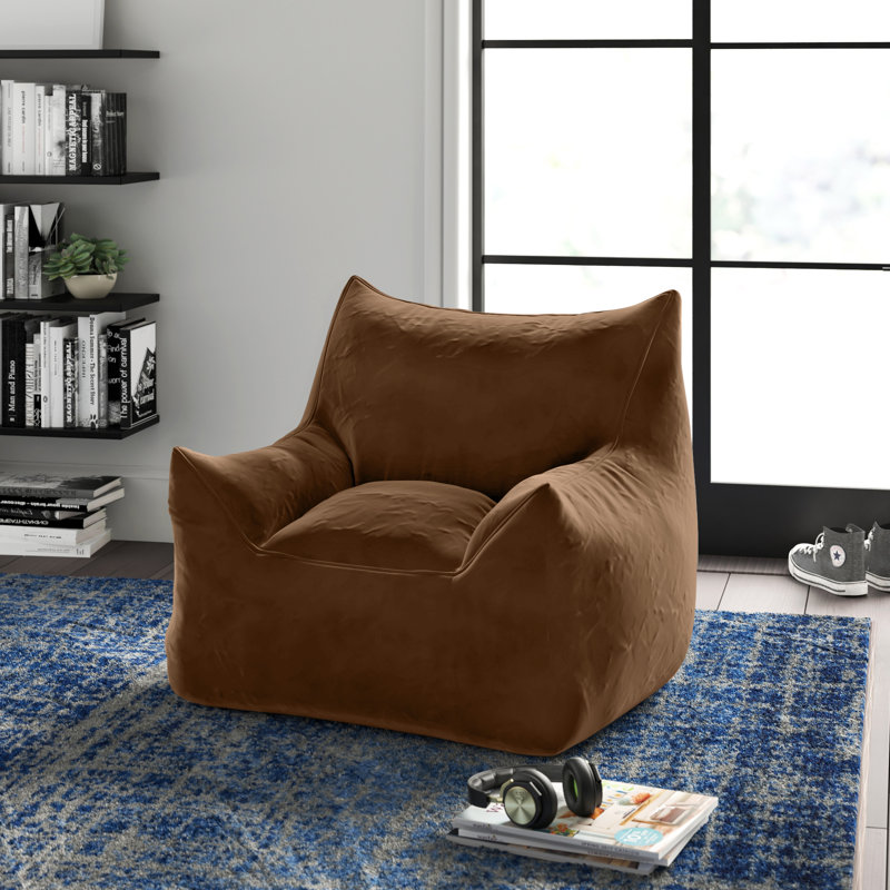 Big Joe Imperial Bean Bag Sofa, Black Plush 100% Polyester, 34" H x 47" W x 45" D