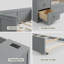 Lit de jour simple avec bras de rangement, lit gigogne, station de charge et ports USB, lit de jour gris peu encombrant-547079167